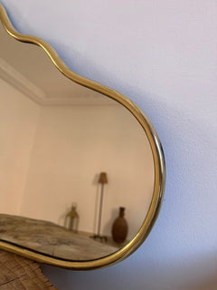 Varaudu Cloud Mirror - Antique Brass Bathroom Mirror, Vanity Wall Decor