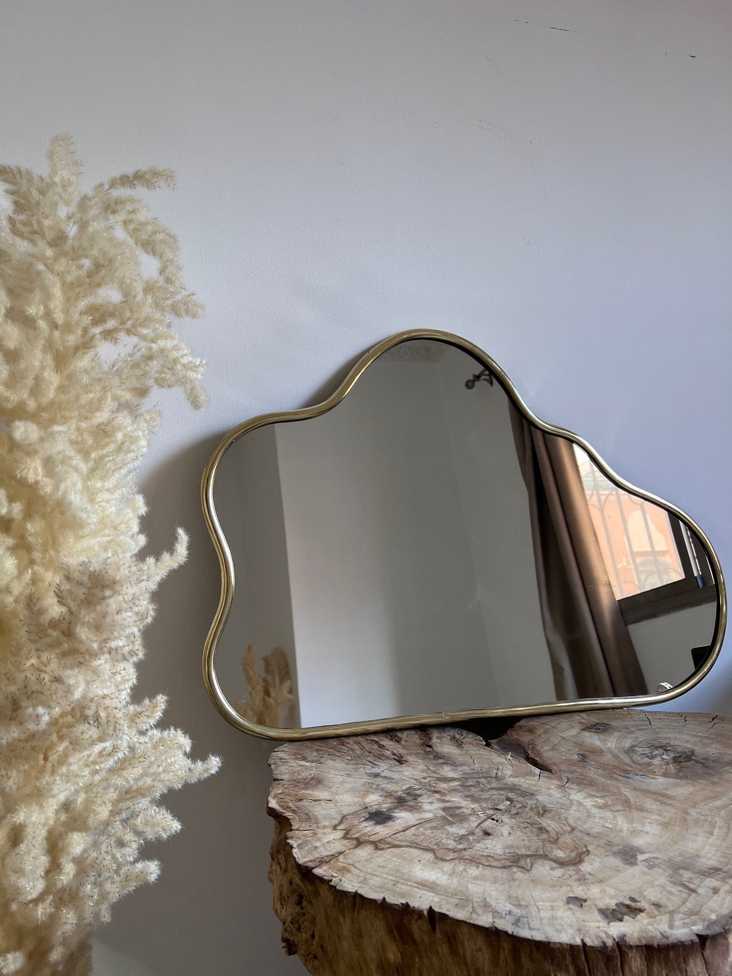 Varaudu Cloud Mirror - Antique Brass Bathroom Mirror, Vanity Wall Decor
