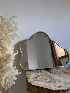 Varaudu Cloud Mirror - Antique Brass Bathroom Mirror, Vanity Wall Decor