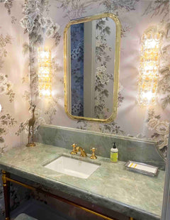 Varaudu Gold Brass Wall Mirror 369099703 - Antique Brass Bathroom Mirror, Vanity Wall Decor