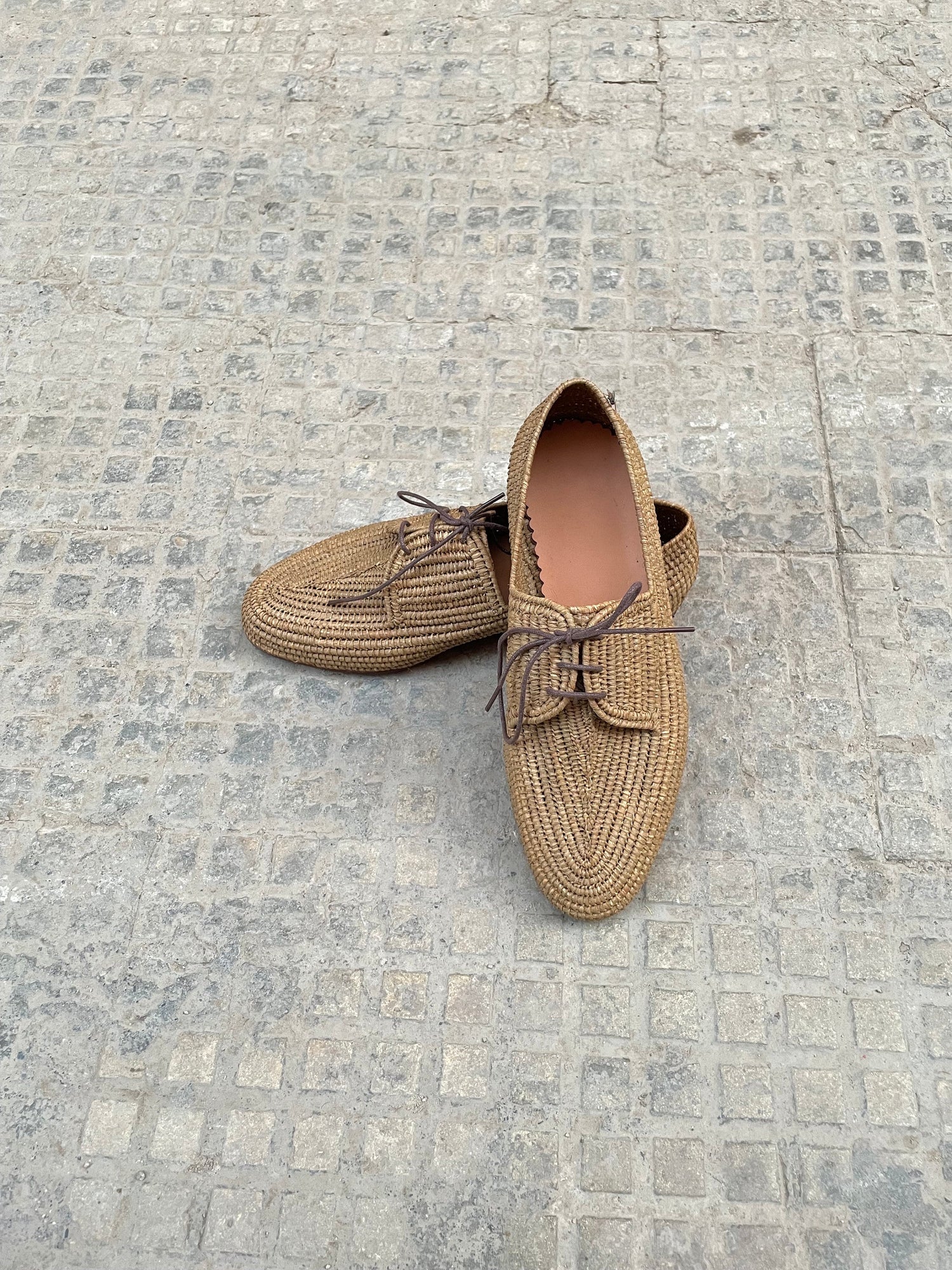 Minimal Raffia Lace-Up Shoes – Handwoven Natural Style