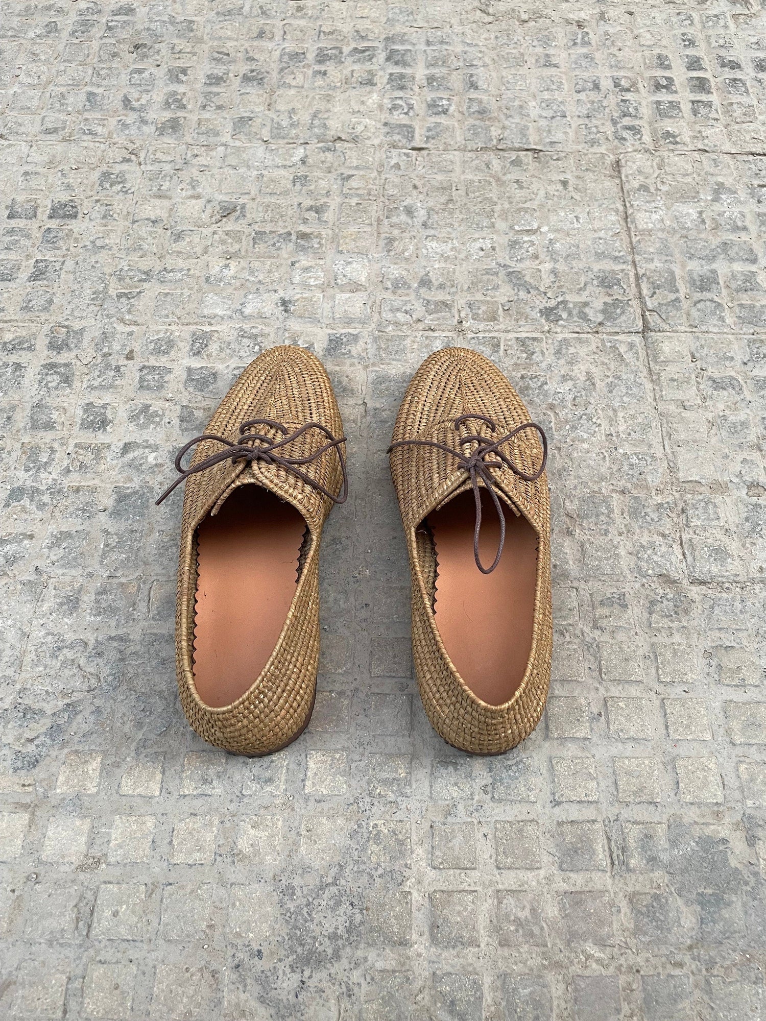 Minimal Raffia Lace-Up Shoes – Handwoven Natural Style