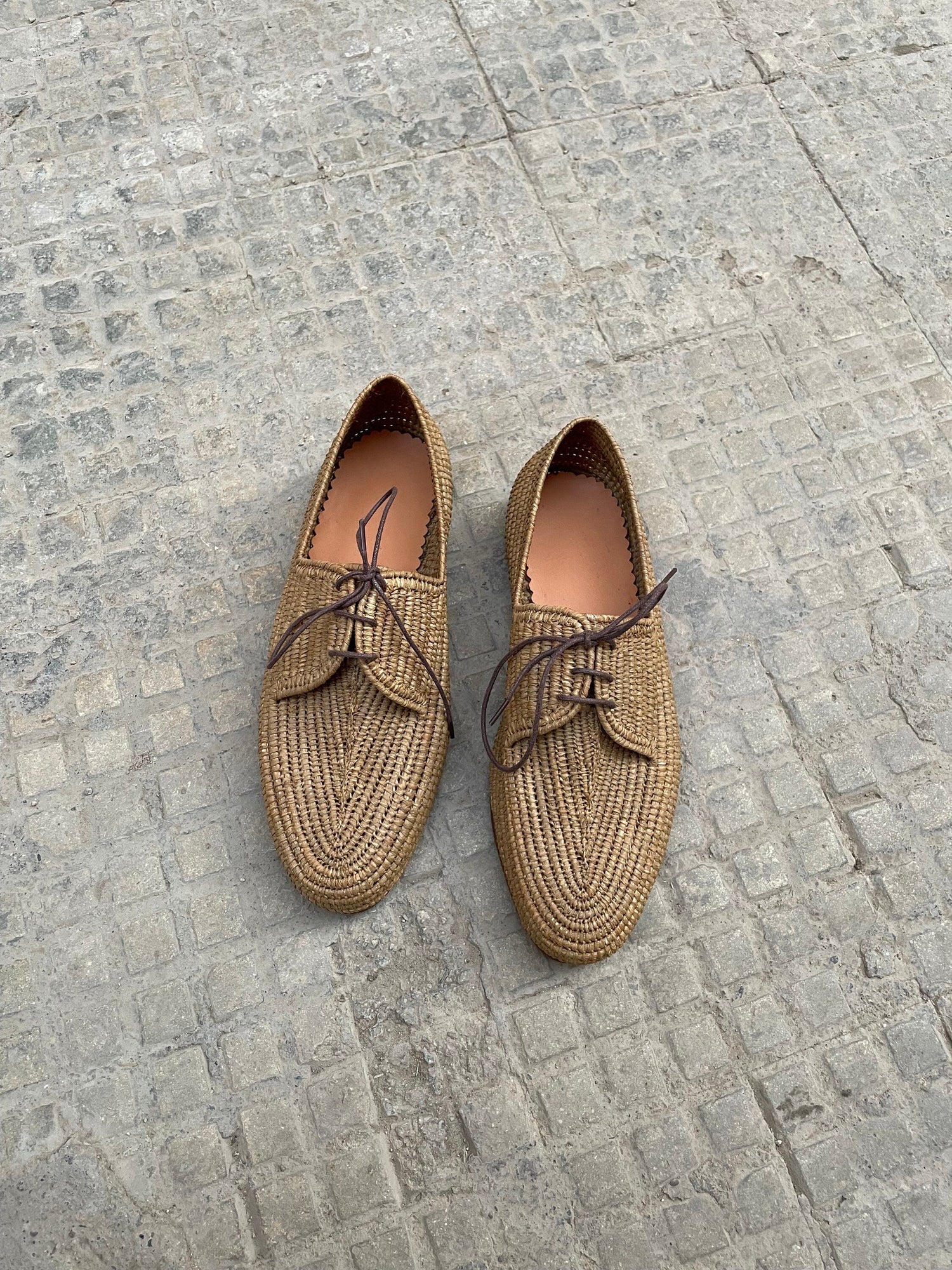 Minimal Raffia Lace-Up Shoes – Handwoven Natural Style