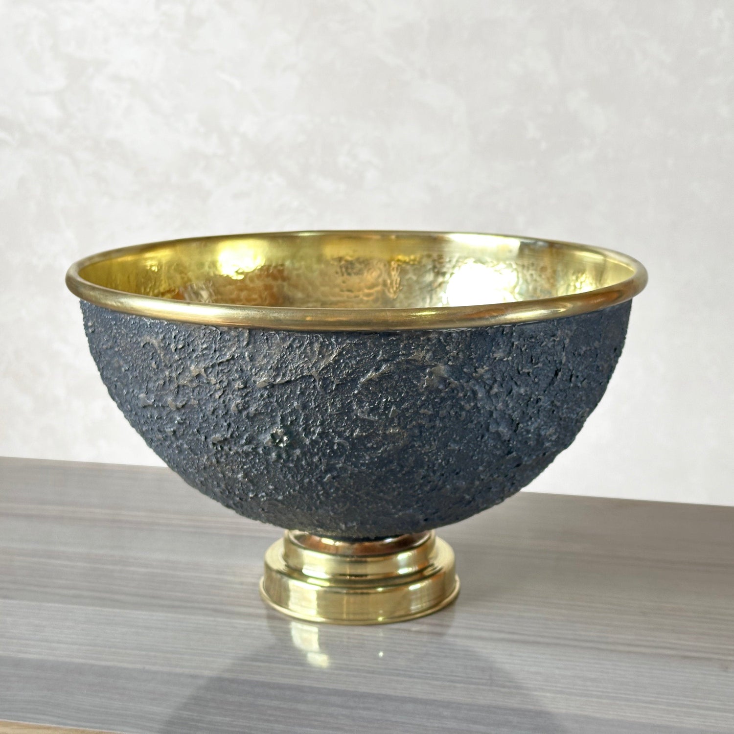 Solid Brass Vessel Sink Bathroom -Black Wash Basin with Polished Brass Interior