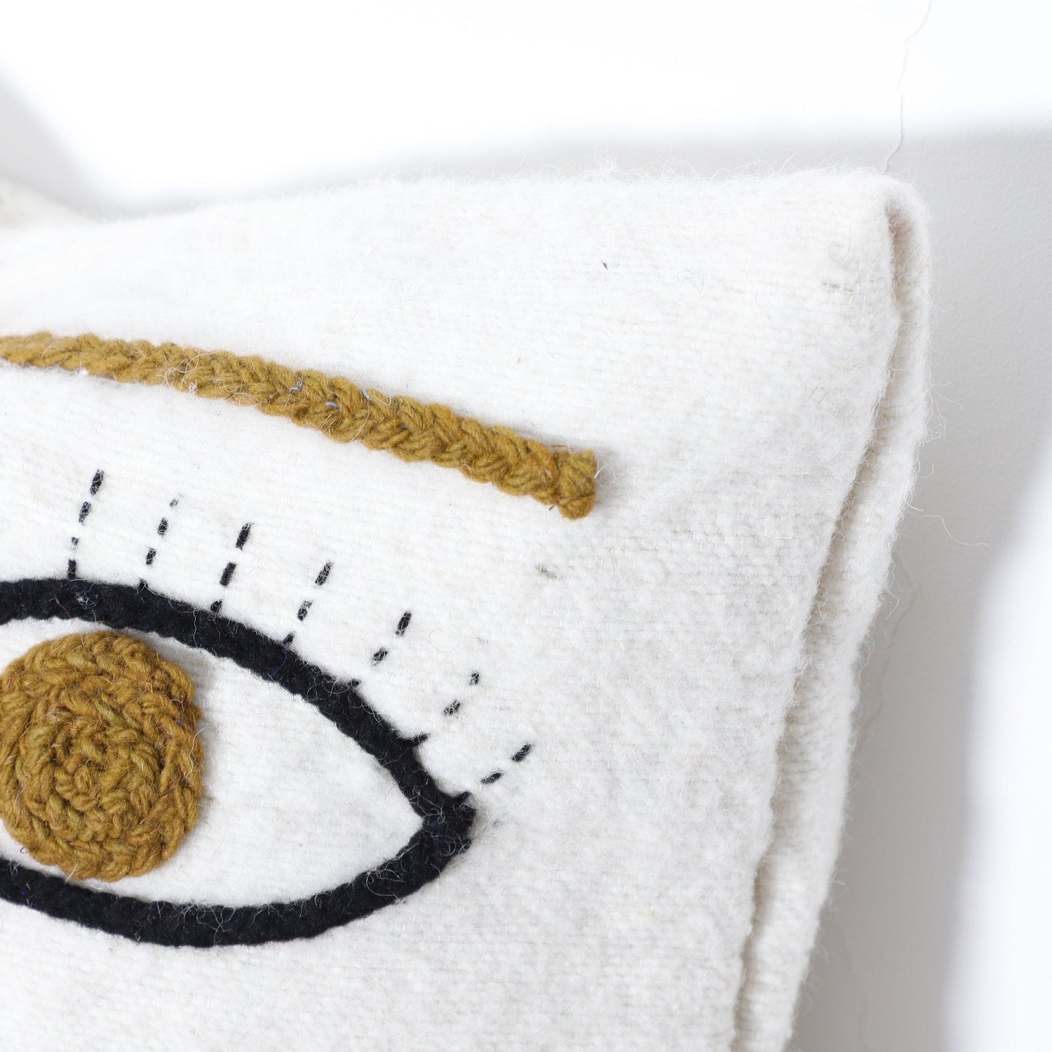 Handmade White Pillowcase with Colorful Embroidery
