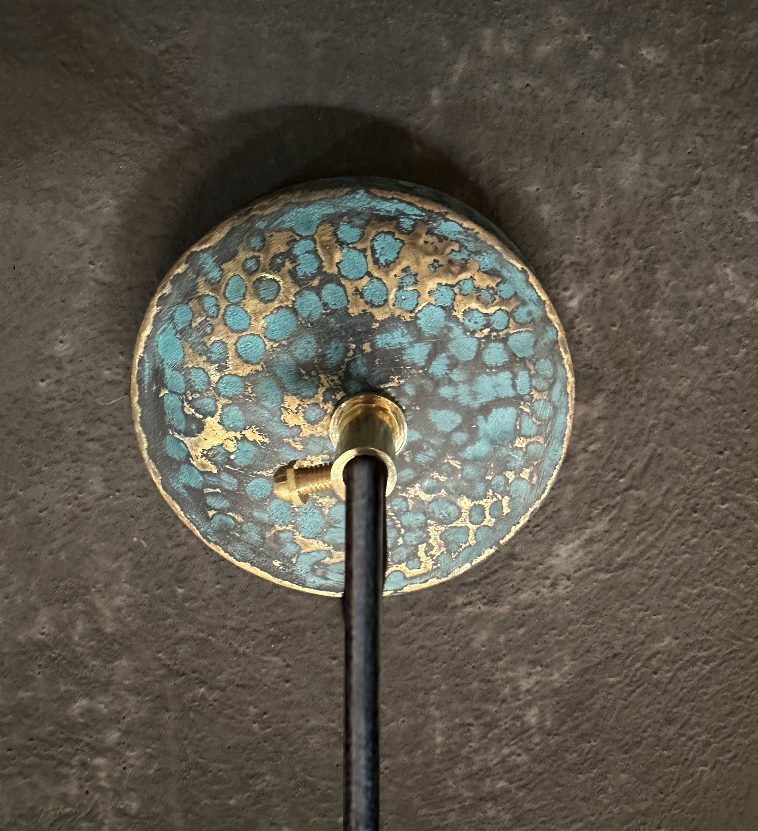 Blue Patina Brass Pendant Light - Handcarfted Island Kitchen Lighting