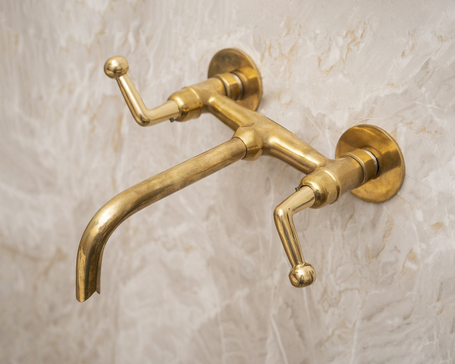 Unlacquered Brass Tub Filler Faucet With Lever Handles