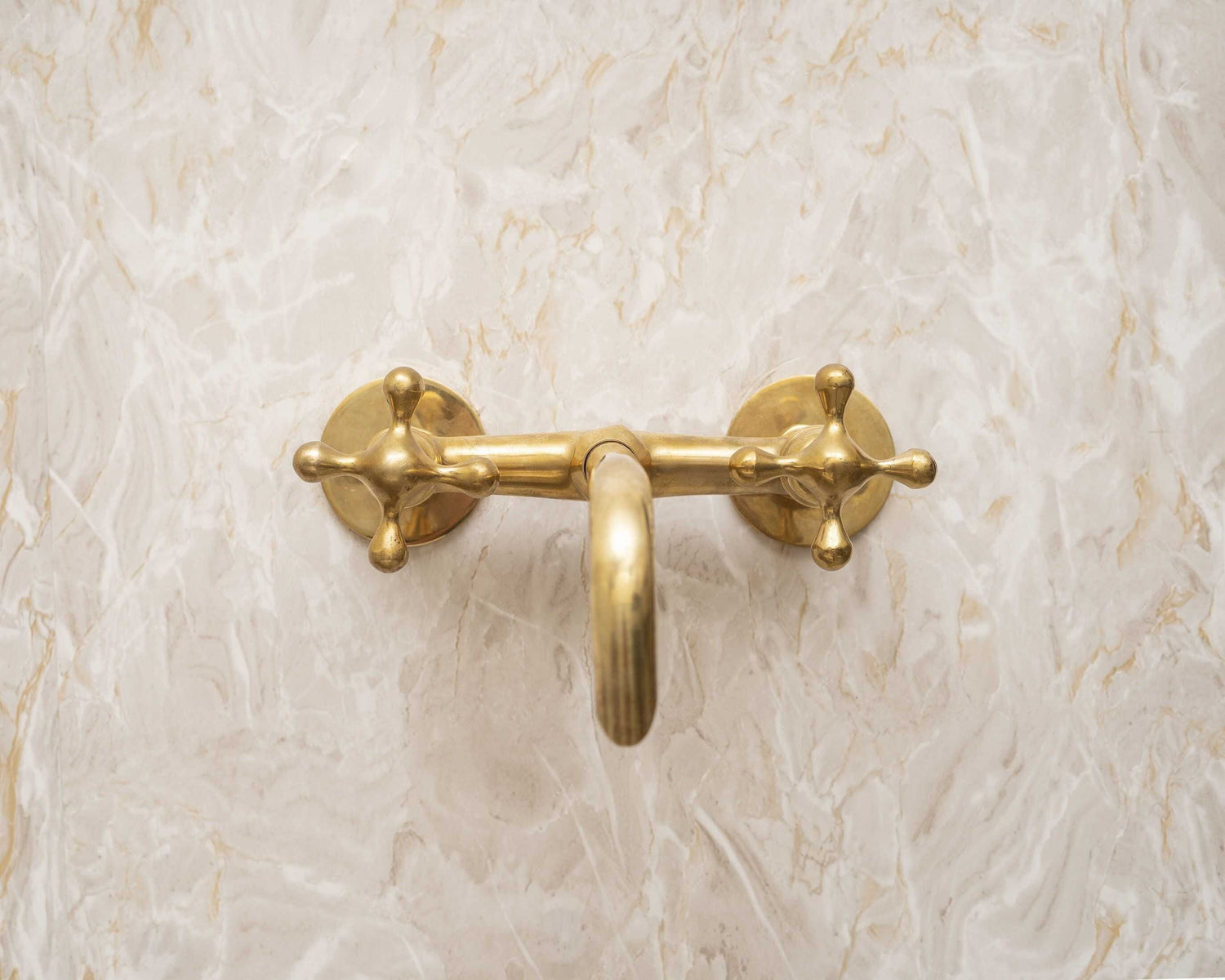 Unlacquered Brass Bathroom Sink Faucet, Solid brass Tub Filler Faucet, Wall Mounted Bathroom Faucet With Cross Handles