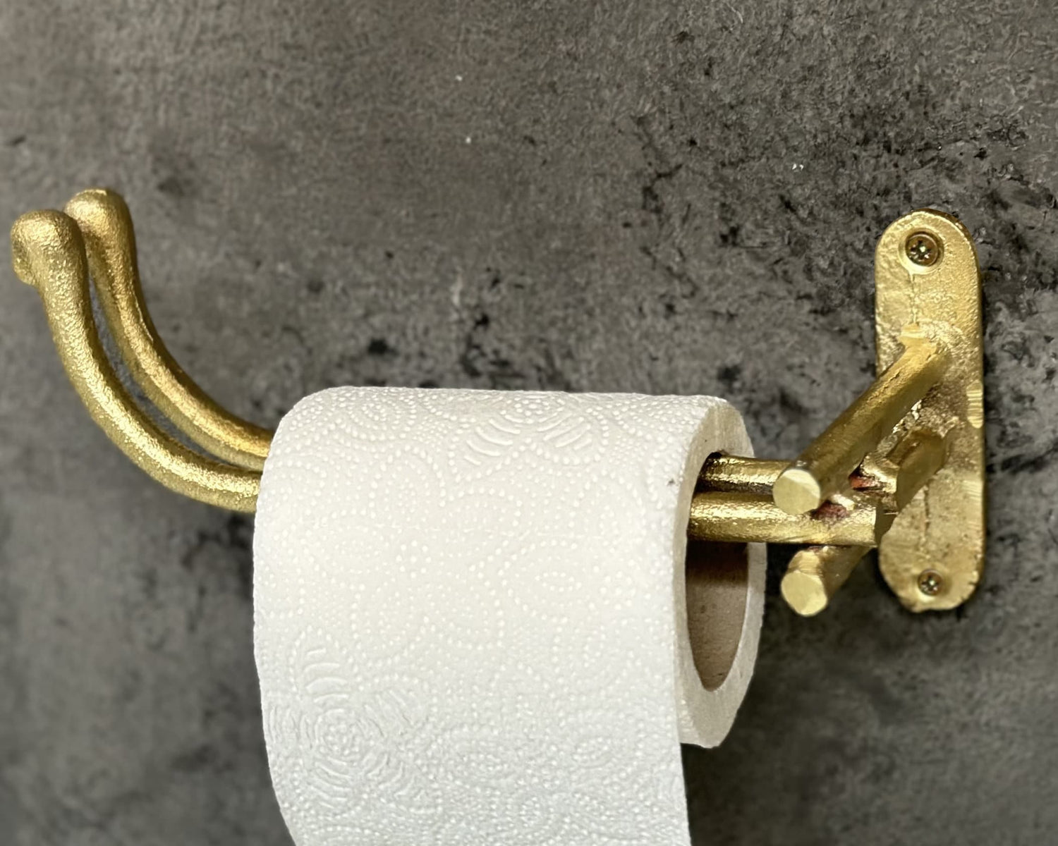 Handmade Brass Toilet Paper Holder – Solid Unlacquered Wall Mounted Bathroom Fixture