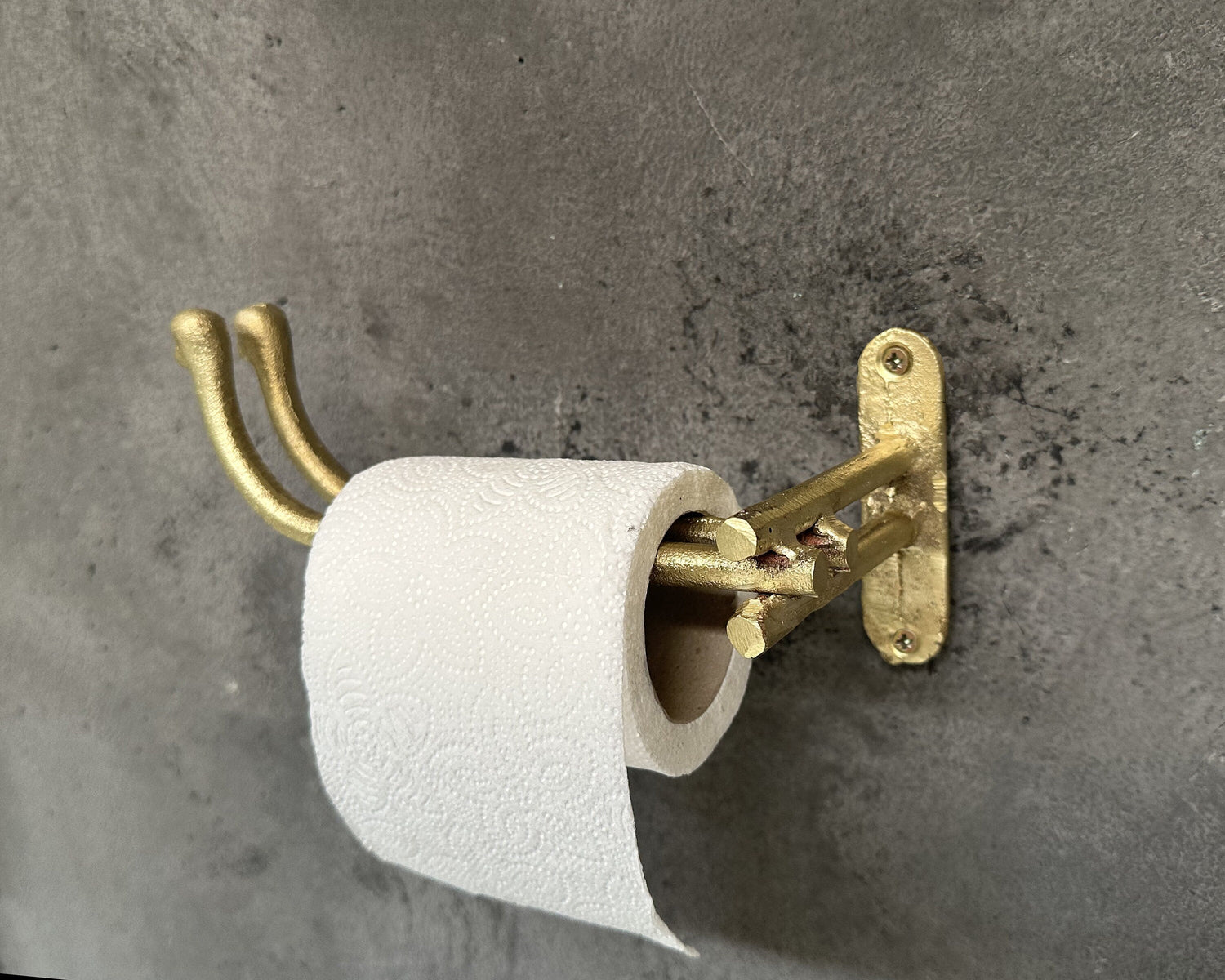 Handmade Brass Toilet Paper Holder – Solid Unlacquered Wall Mounted Bathroom Fixture