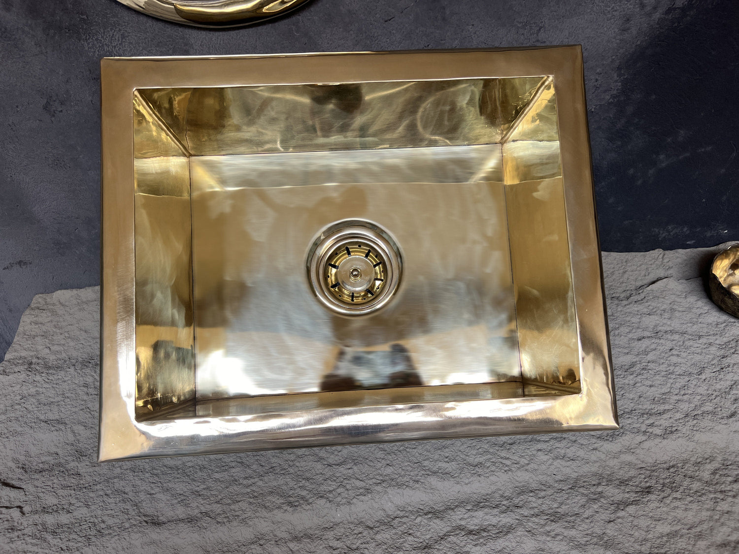 Unlacquered  Smooth Brass Undermount Kitchen Sink Including Brass Drain