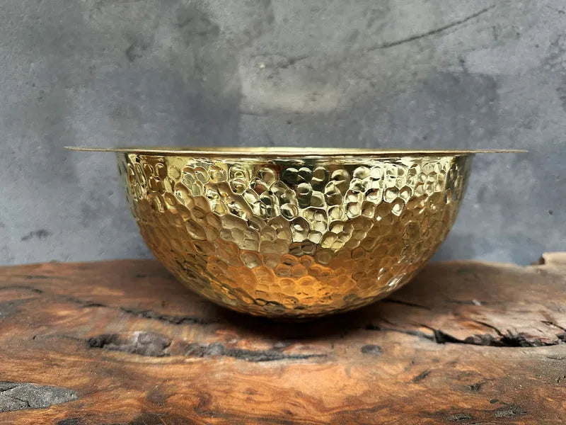 Handcrafted Round Brass Drop in Sink  ,Round Hammered Brass Bathroom Sink