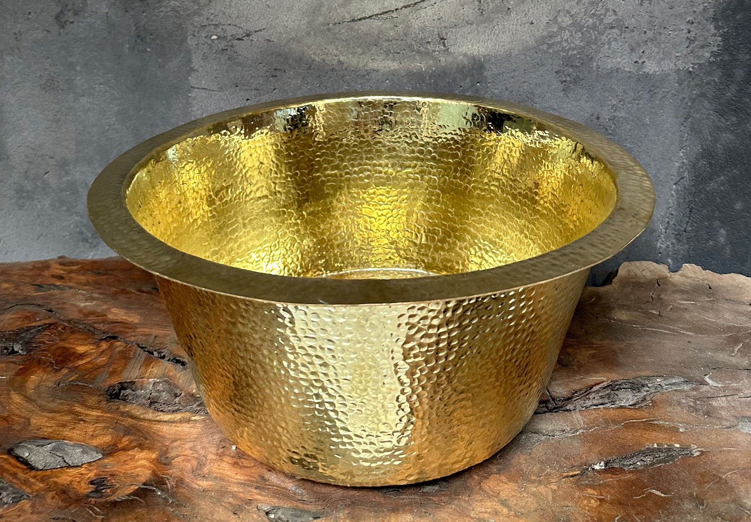 Hammered Brass Bar Sink – Round Unlacquered Prep Bowl