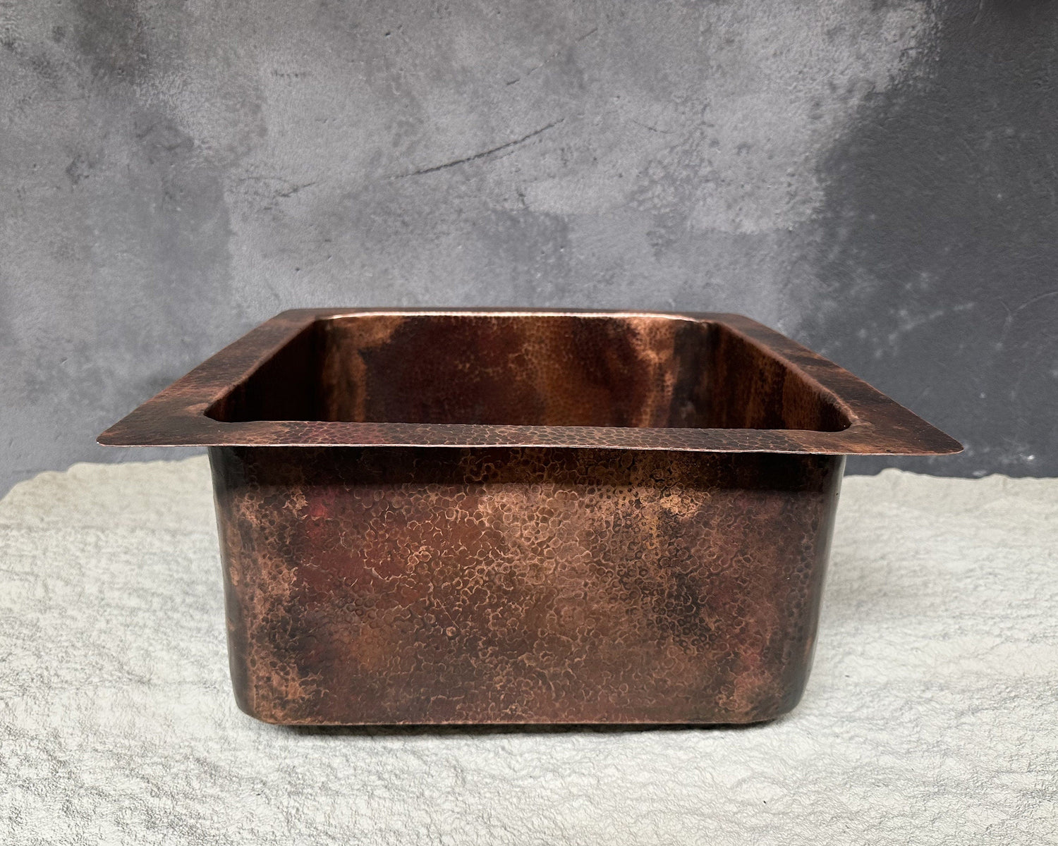 Undermount Copper Bar Sink, Aged Copper Square Kitchen Sink