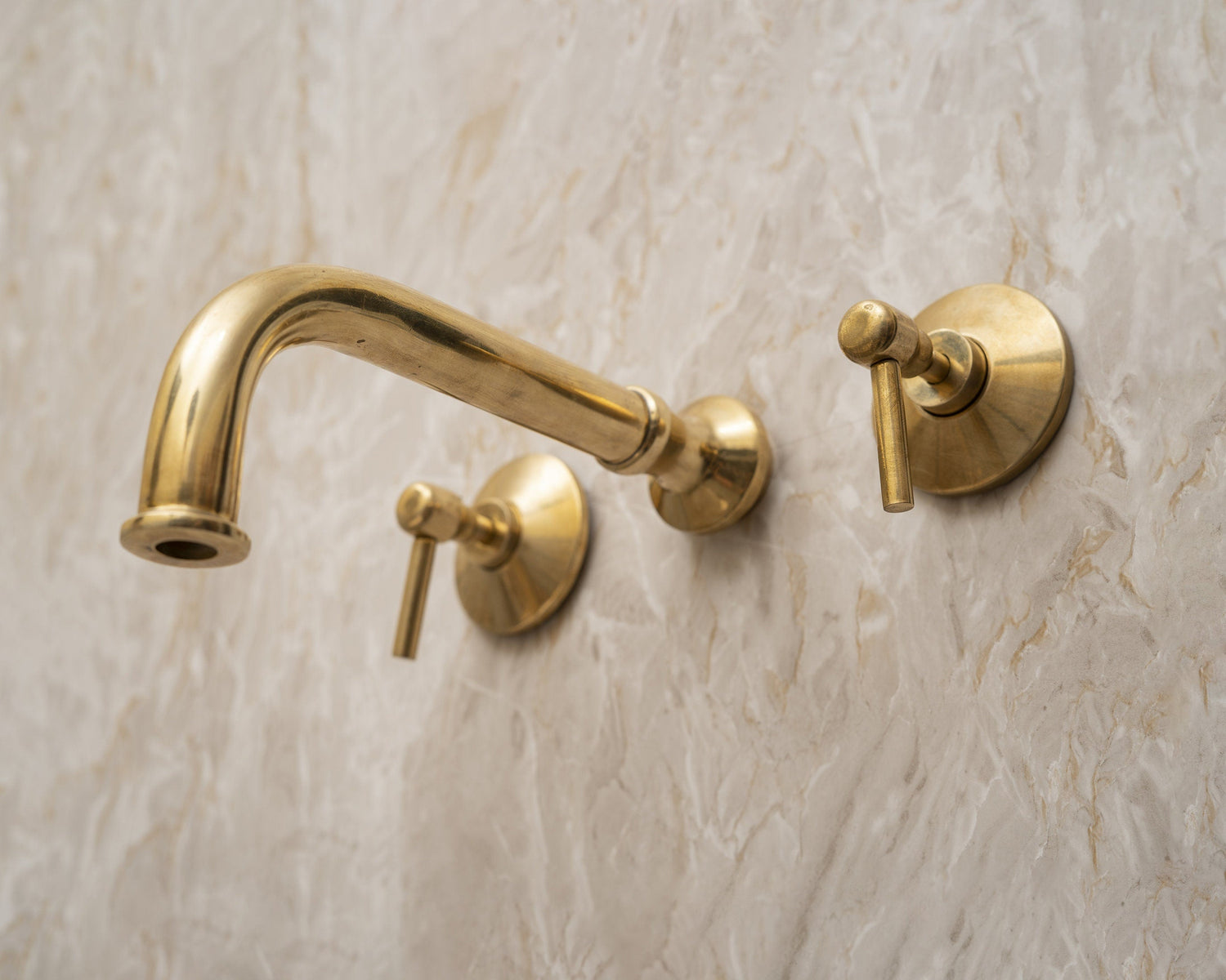 Unlacquered Brass Wall Mount Bathroom Faucet With Rough in Valve
