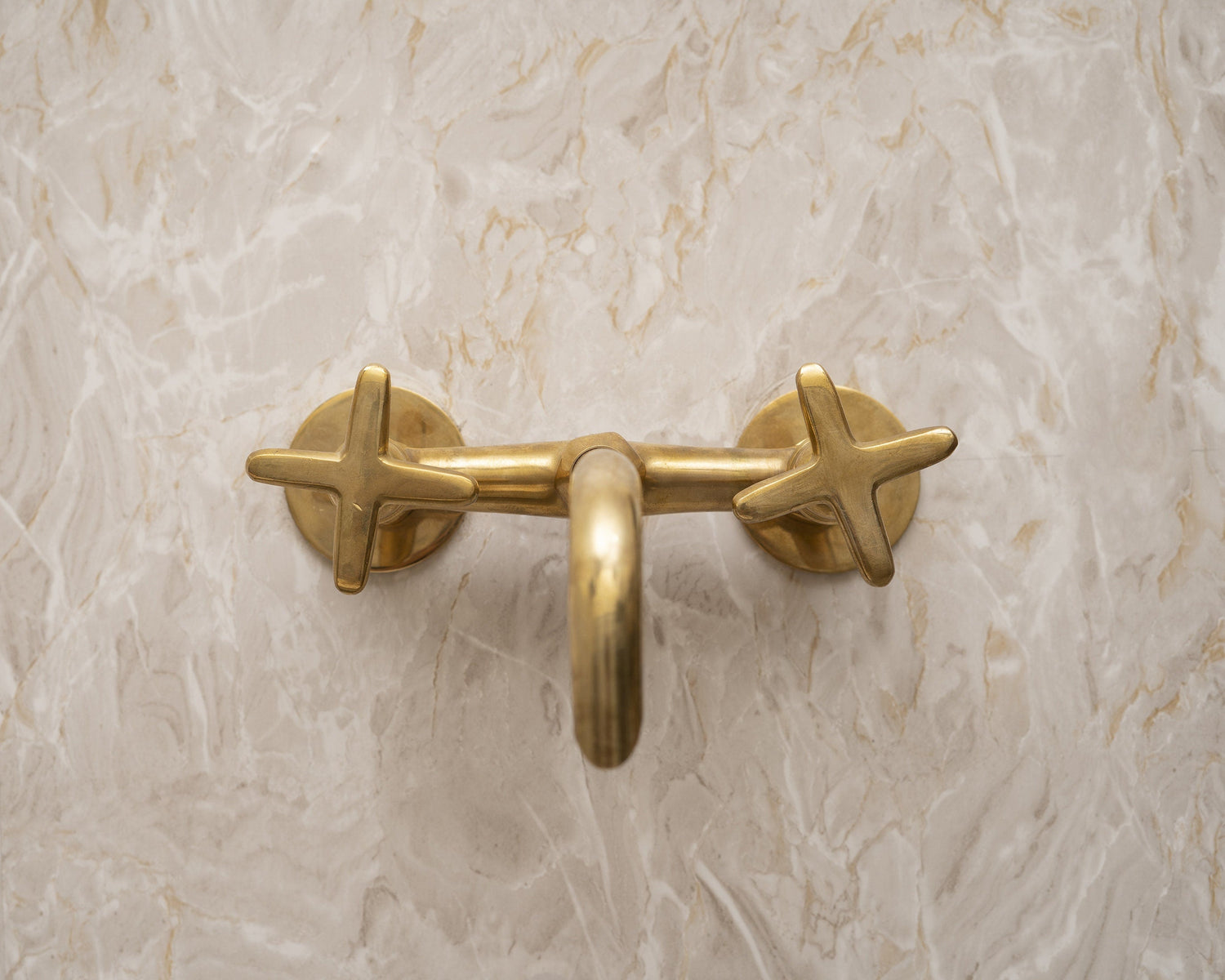 Unlacquered Brass Bathroom Sink Faucet, Solid brass Wall Mounted Faucet, Wall Mount Tub Filler Faucet