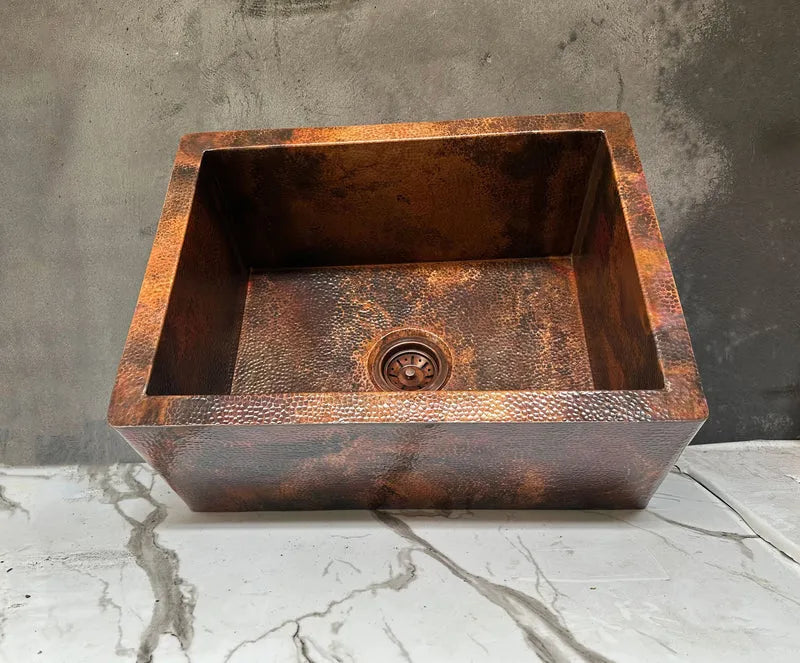 Hammered Copper Farmhouse Sink  Large Copper Kitchen Sink