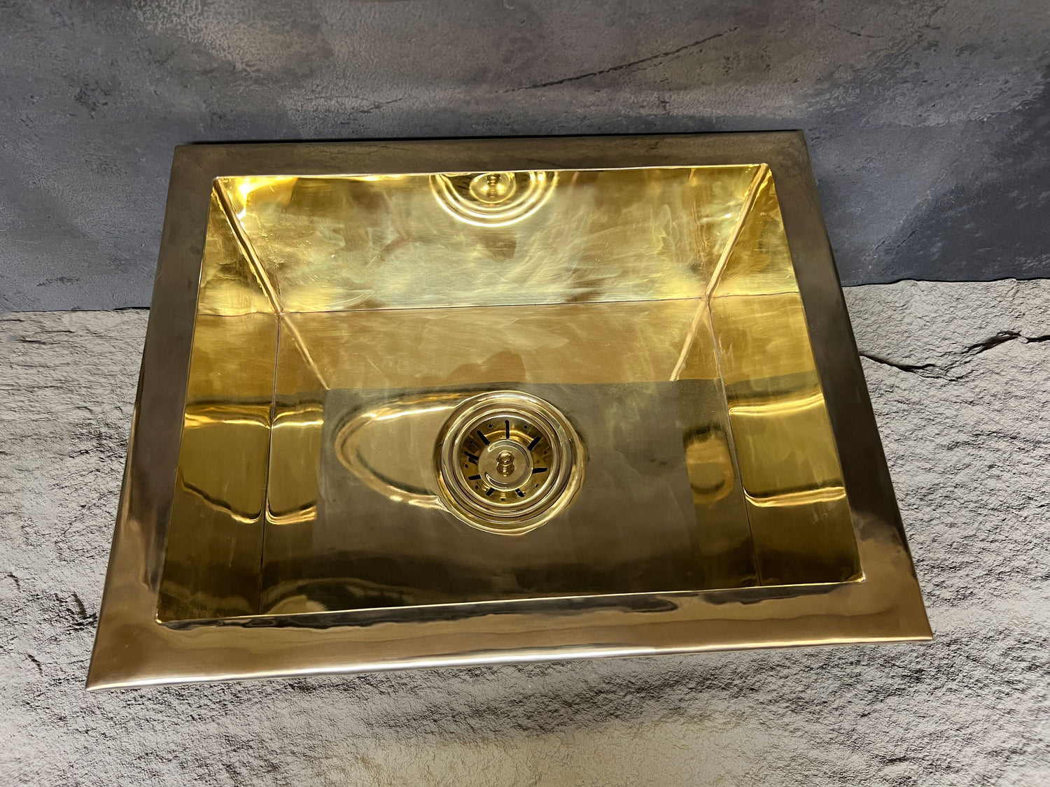 Unlacquered  Smooth Brass Undermount Kitchen Sink Including Brass Drain