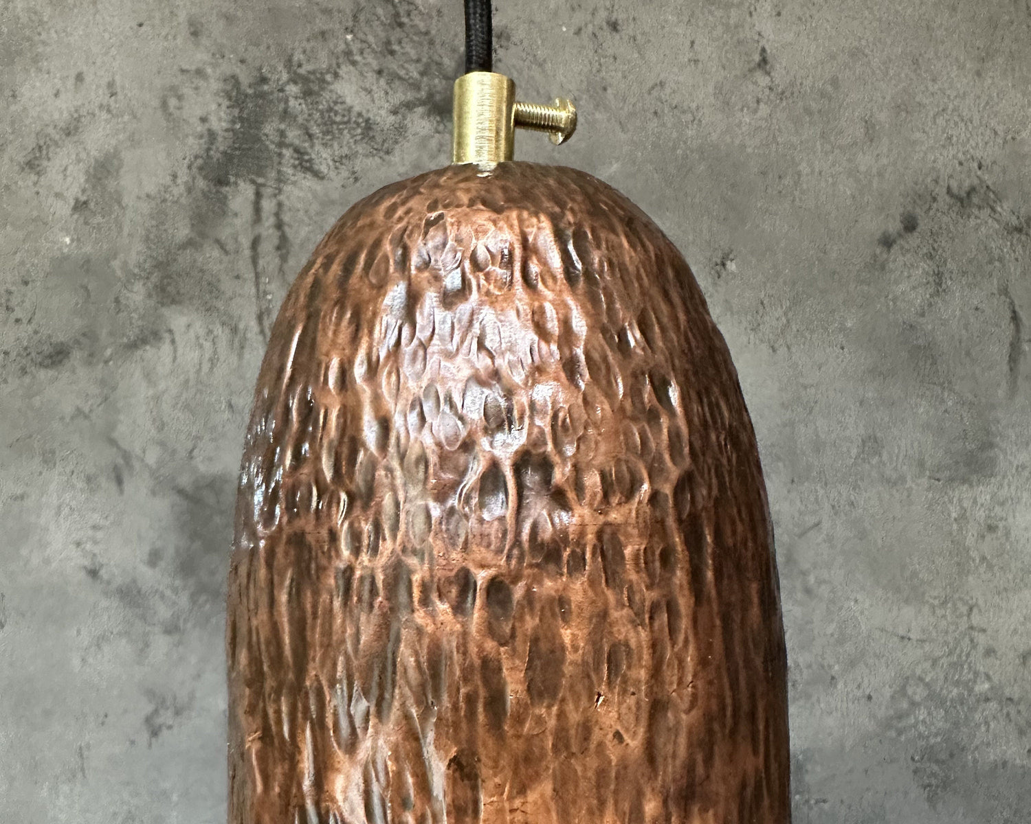 Aged Copper Pendant Light – Hammered Farmhouse Fixture