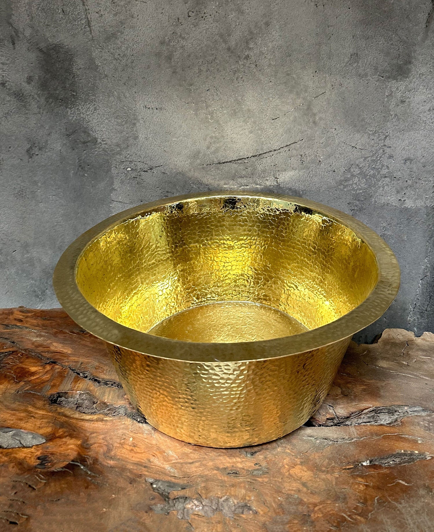 Hammered Brass Bar Sink – Round Unlacquered Prep Bowl