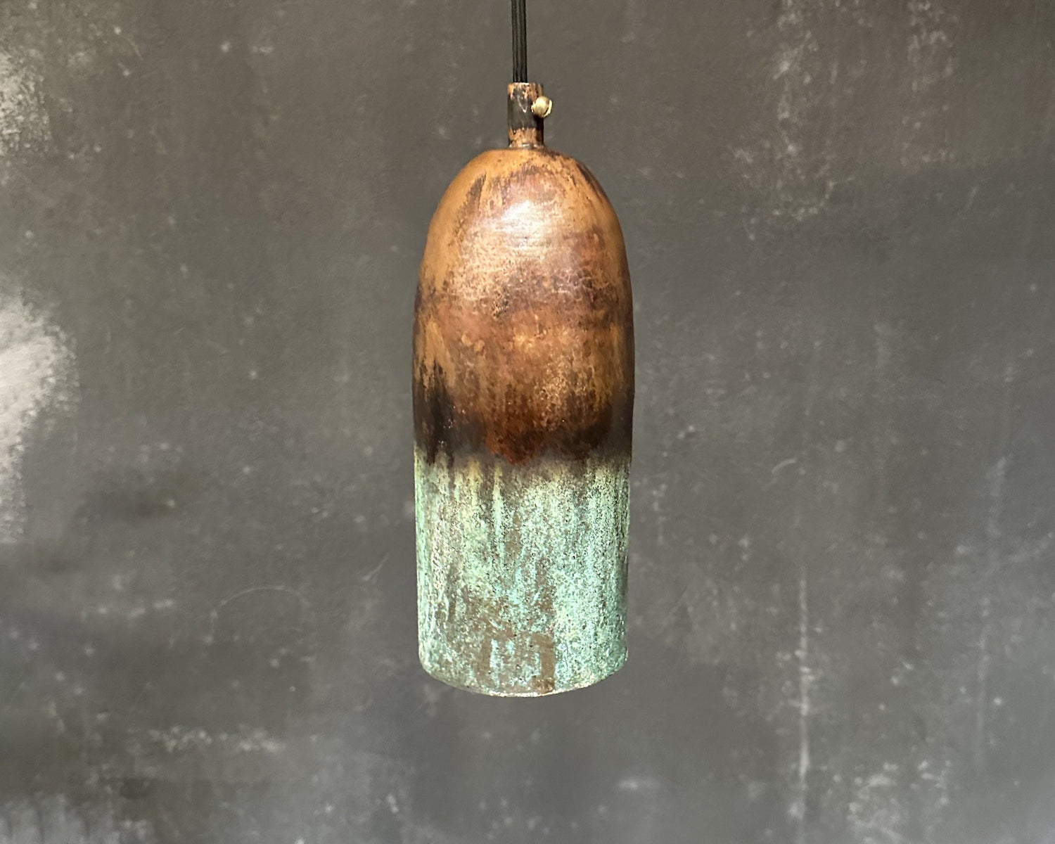 Green Patina Farmhouse Light Fixture , Oxidized Copper Pendant Light, Long Copper Pendant Lamp