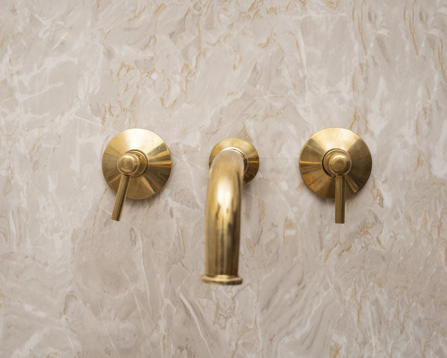 Unlacquered Brass Wall Mount Bathroom Faucet With Rough in Valve