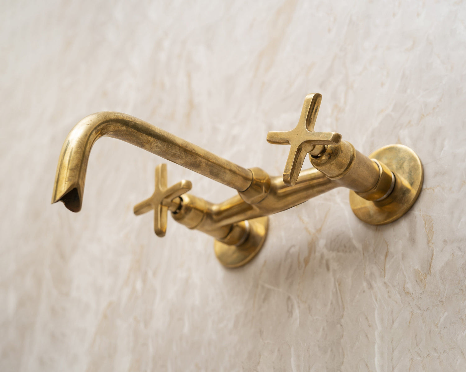 Unlacquered Brass Bathroom Sink Faucet, Solid brass Wall Mounted Faucet, Wall Mount Tub Filler Faucet