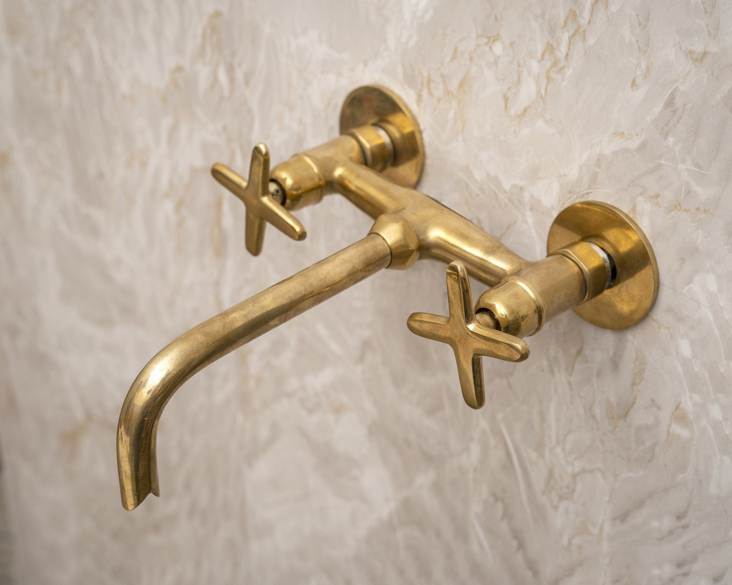 Unlacquered Brass Bathroom Sink Faucet, Solid brass Wall Mounted Faucet, Wall Mount Tub Filler Faucet