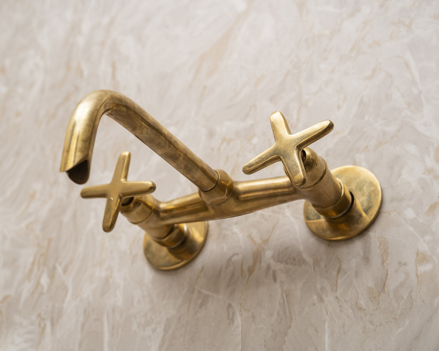 Unlacquered Brass Bathroom Sink Faucet, Solid brass Wall Mounted Faucet, Wall Mount Tub Filler Faucet
