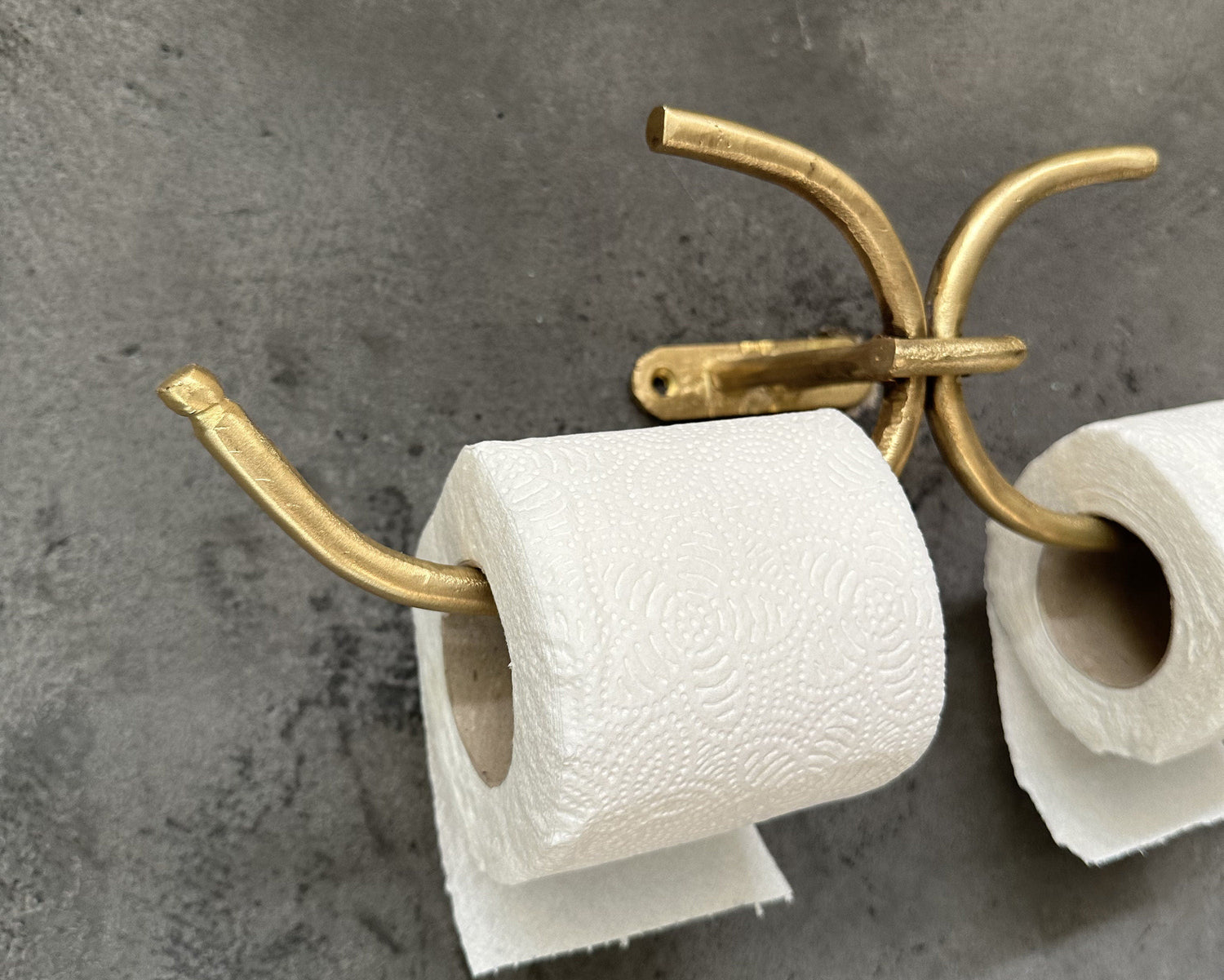 Double Brass Toilet Paper Holder – Handmade Wall Mounted Vintage Bathroom Fixture