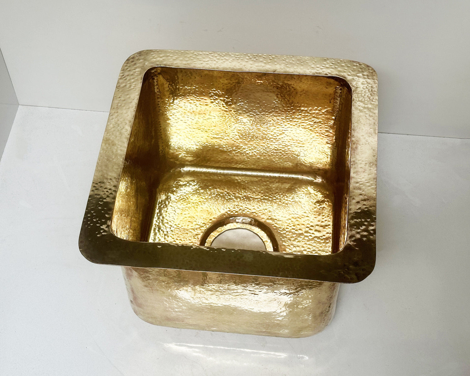Unlacquered Brass Undermount Kitchen Sink, Island Brass Kitchen Sink, Hammered Brass Bar Sink, Square Kitchen sink Including Sink Drain