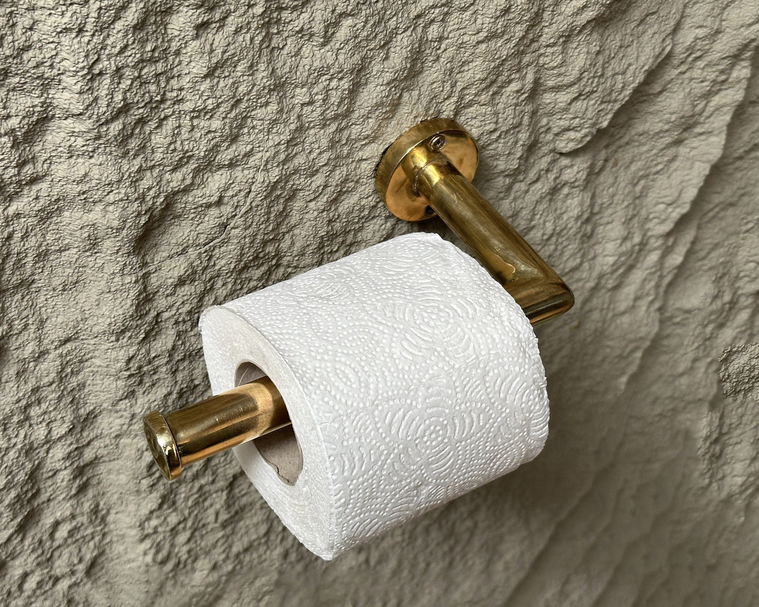 Solid Brass Toilet Roll Holder, Handcrafted Tissue Holder for Bathroom, Wall Mount Toilet Paper Holder