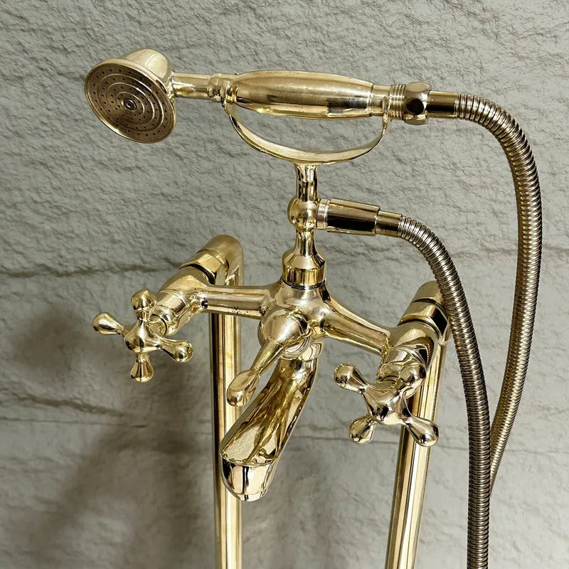 Brass Freestanding Tub Filler – Hand Shower Included