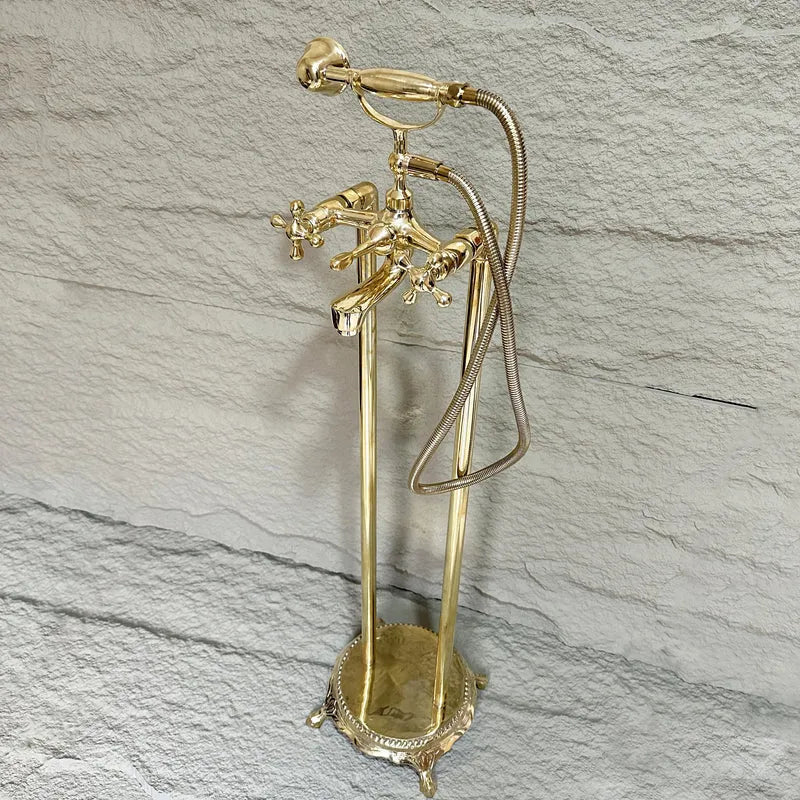 Brass Freestanding Tub Filler – Hand Shower Included