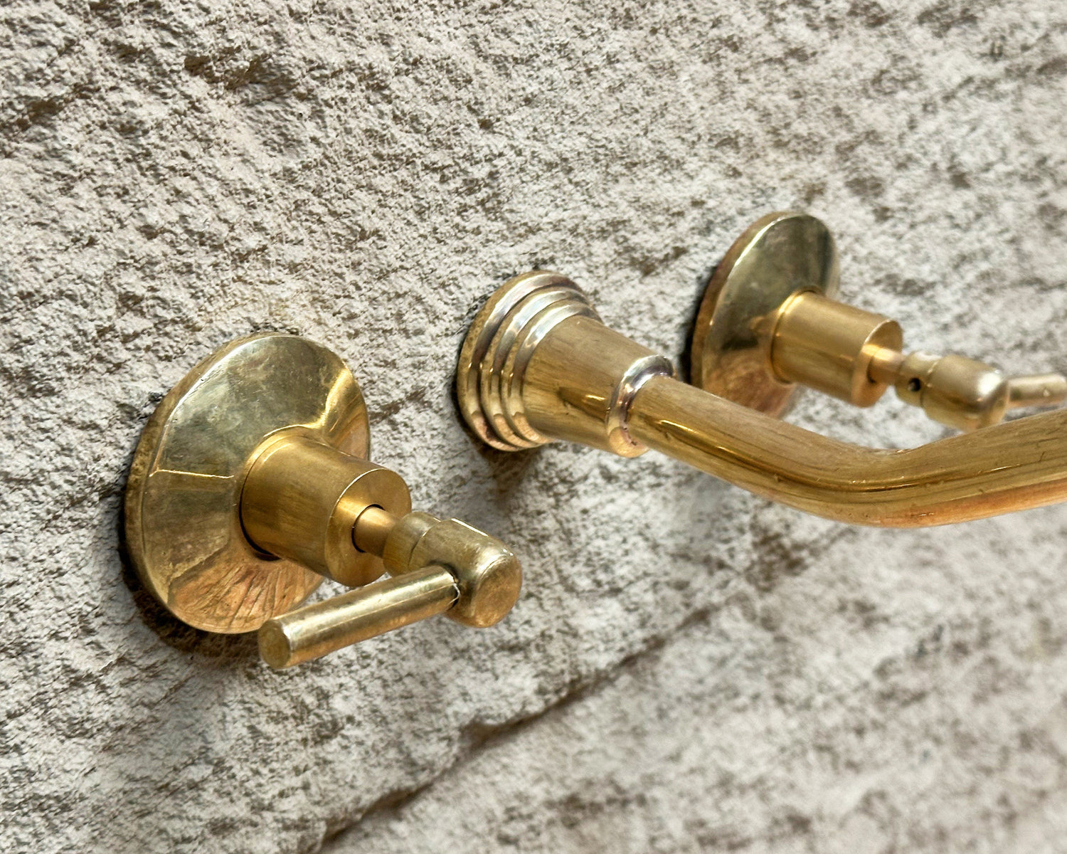 Solid Brass Wall Mounted Faucet, Unlacquered Brass Bathroom Faucet