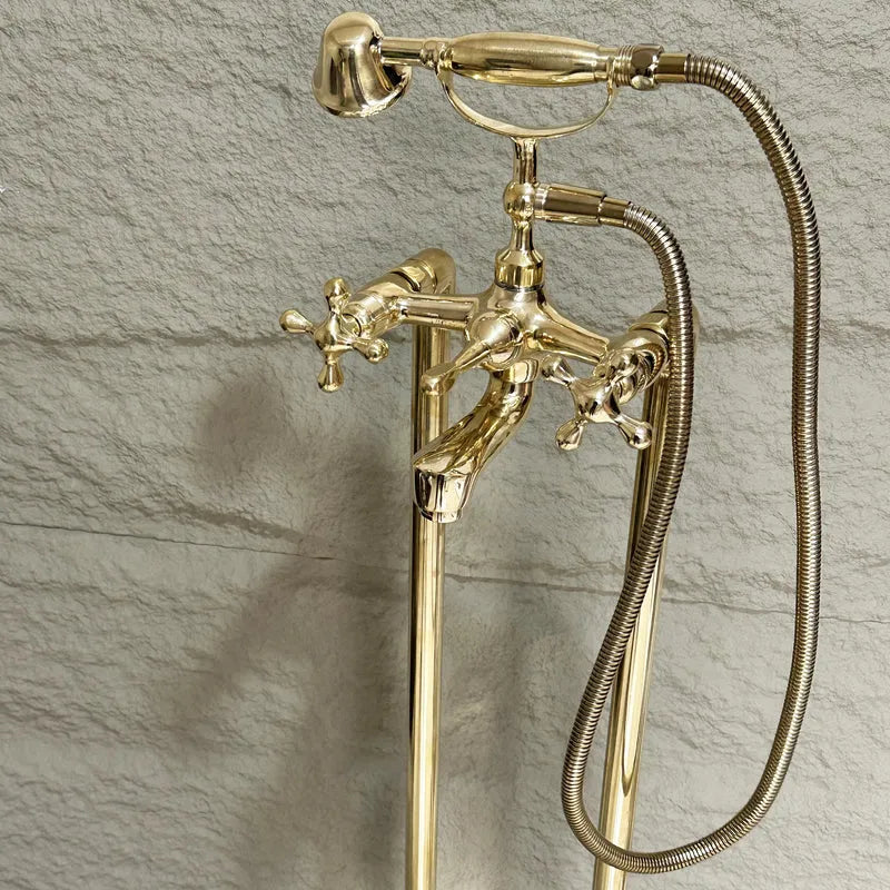 Brass Freestanding Tub Filler – Hand Shower Included