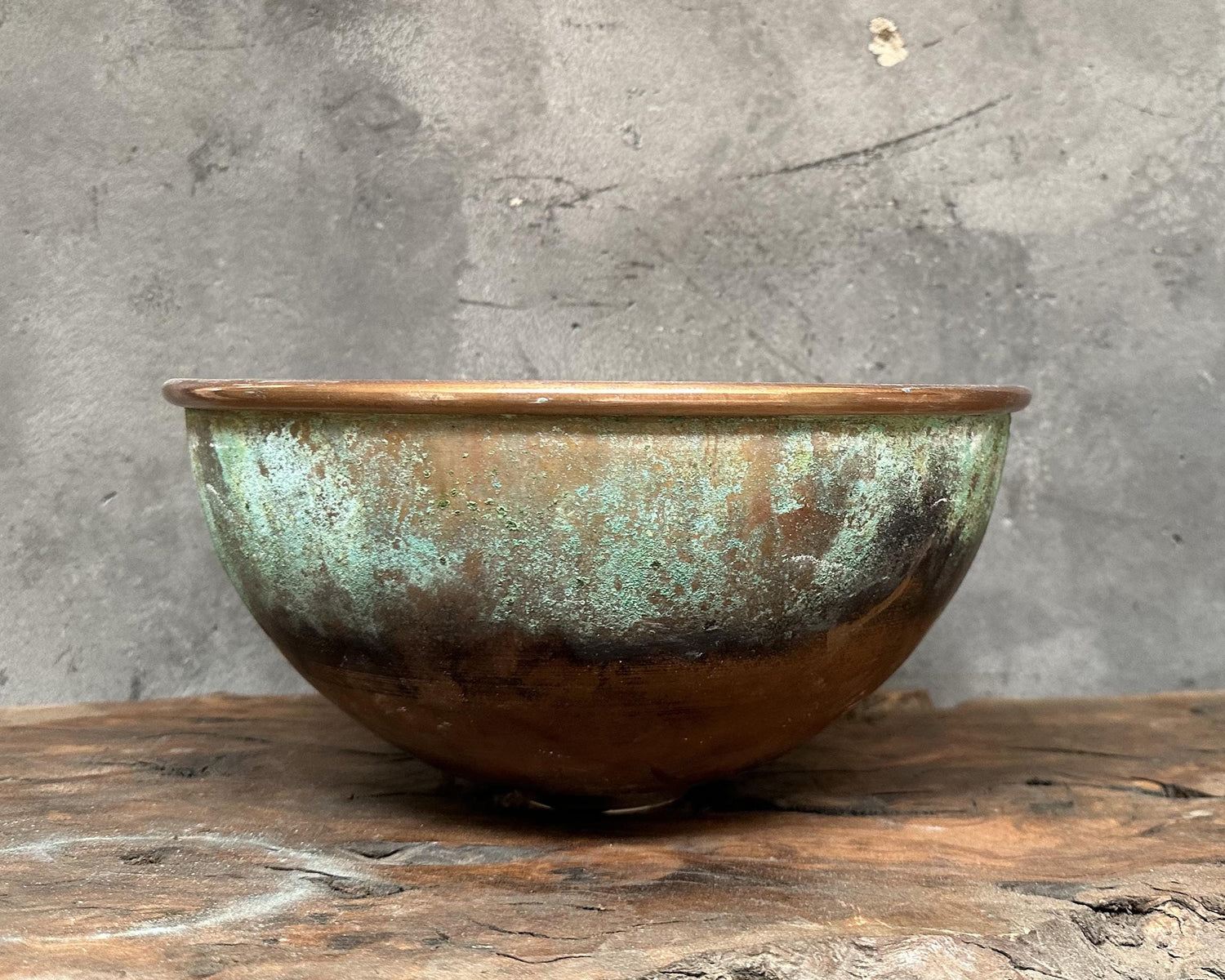 Oxidized Copper Sink , Green Patina Bathroom Vessel