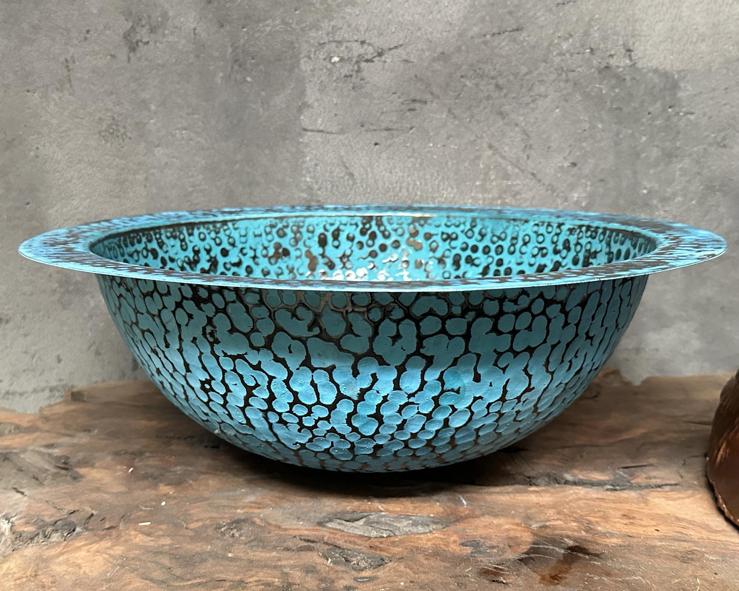 Blue Patina Drop-In Sink – Copper Vessel for Bathroom
