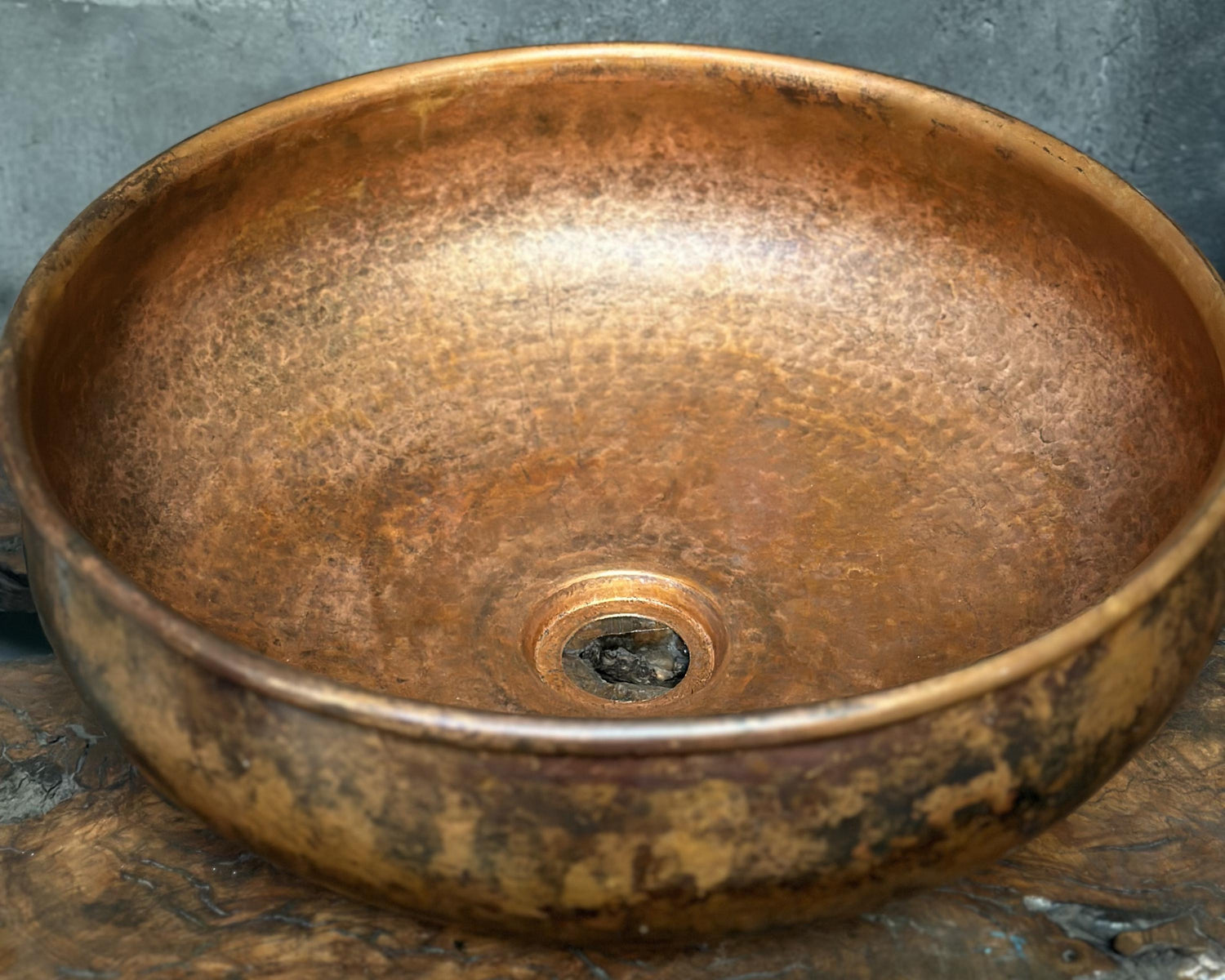 Hammered Copper Sink ,Dark Brown Bathroom Vessel