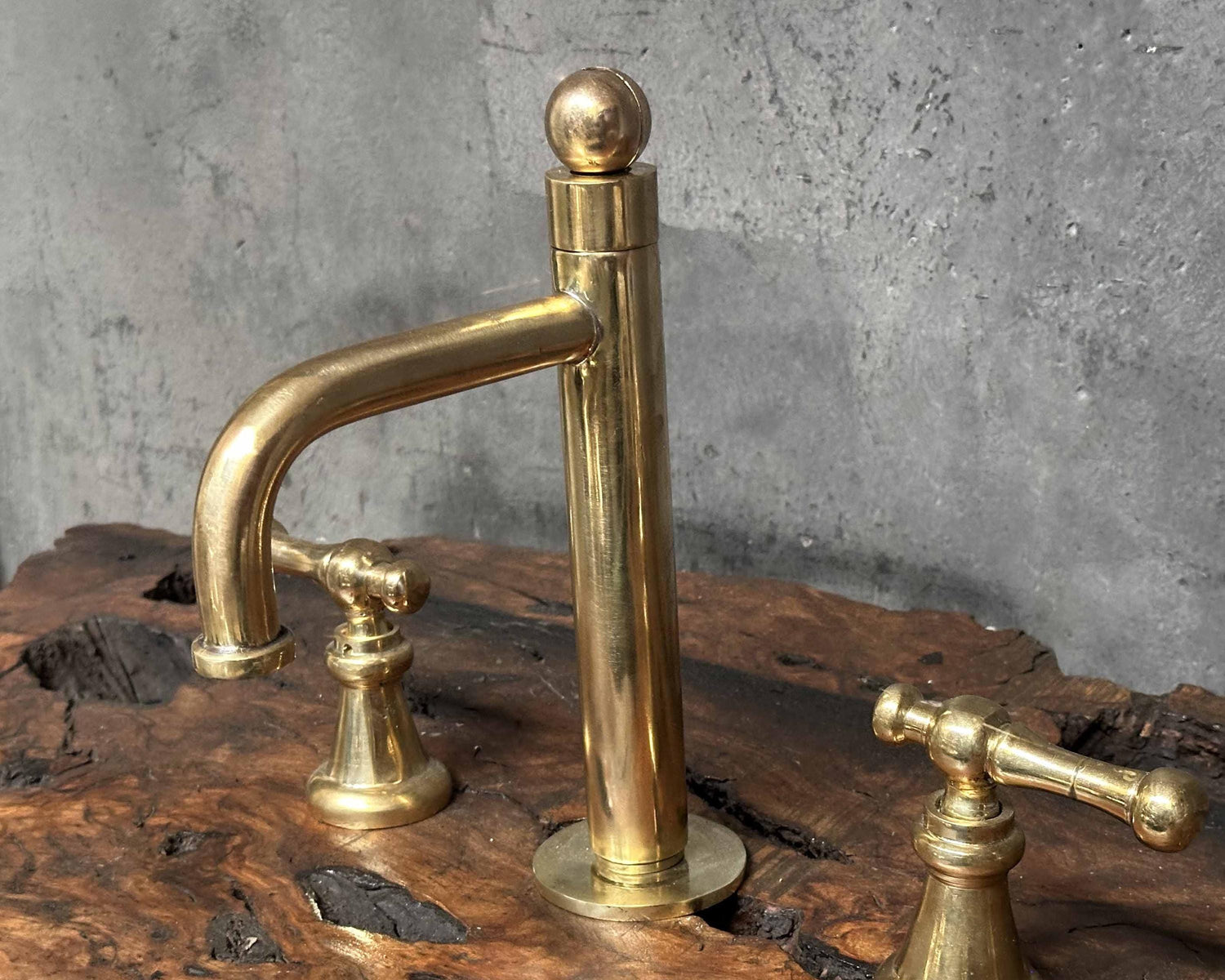 Victorian Brass Bathroom Faucet – Widespread Deck Mount