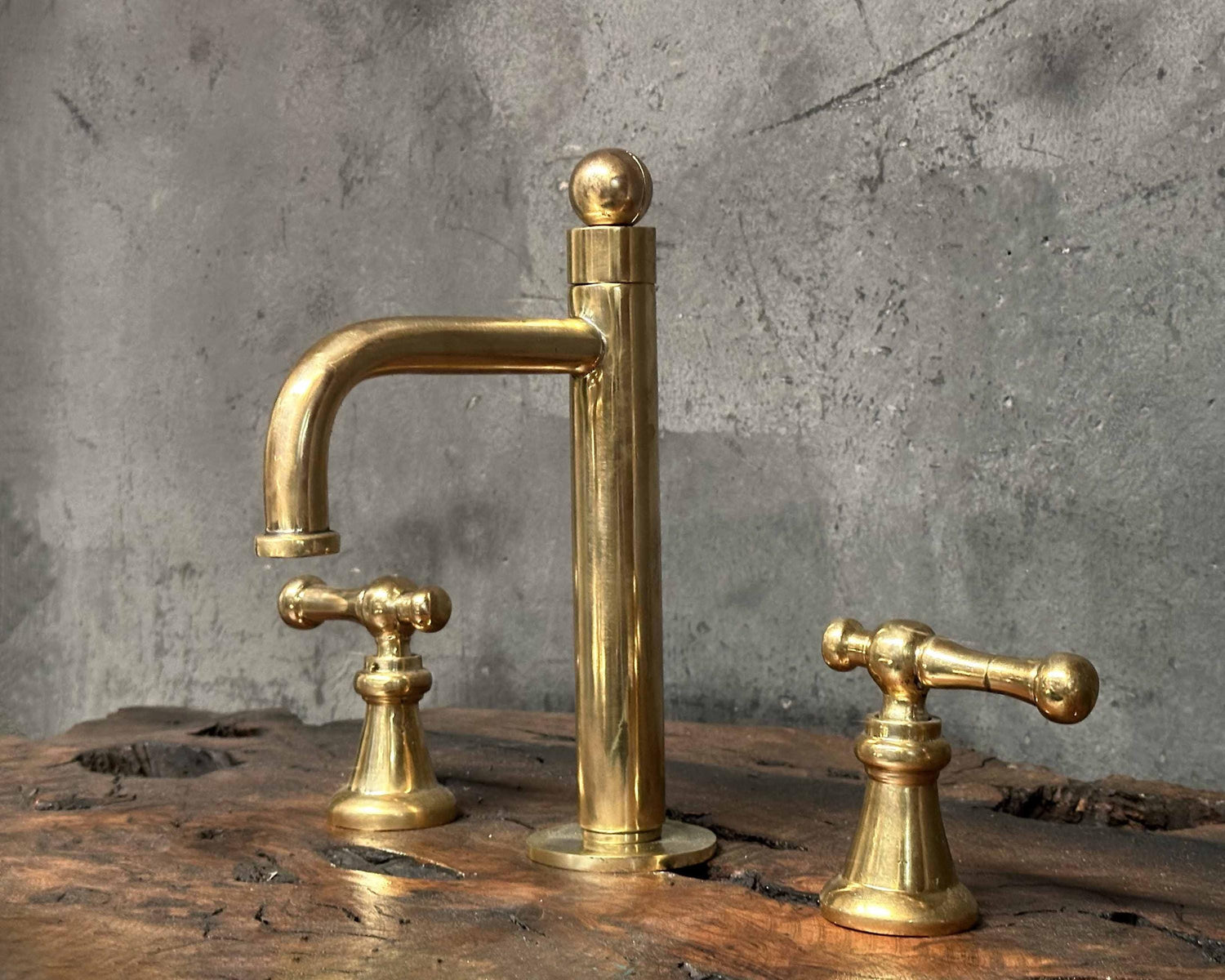 Victorian Brass Bathroom Faucet – Widespread Deck Mount