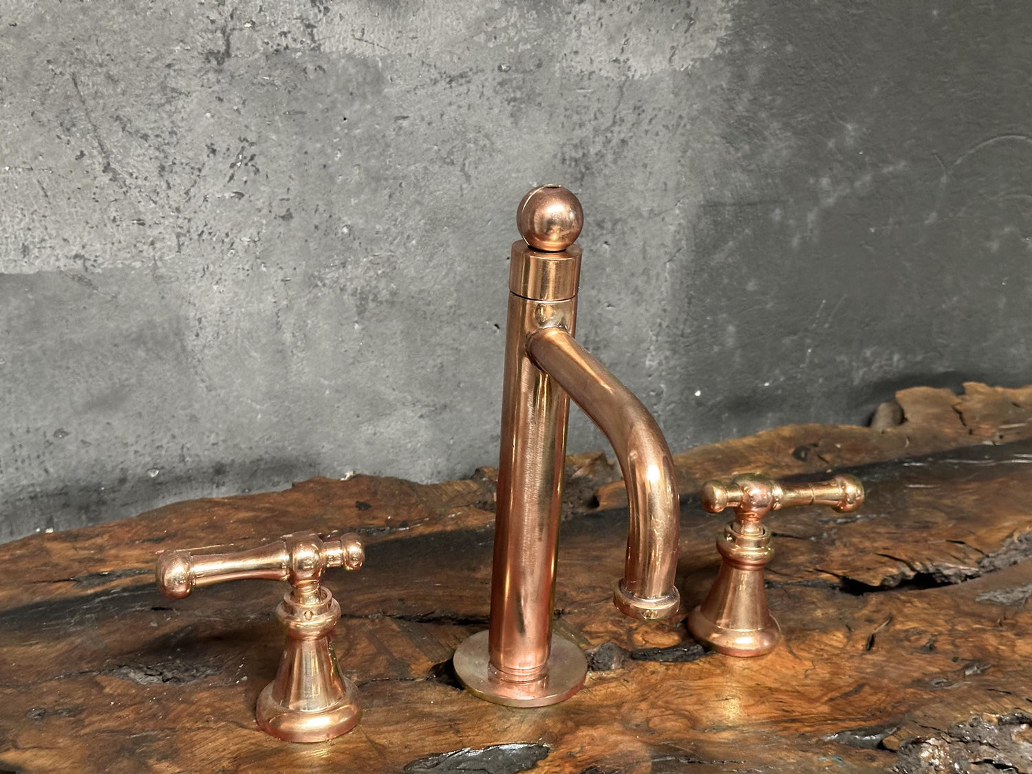 Copper Victorian Bathroom Faucet, Copper Widespread Bathroom Sink Faucet,  Deck Mounted Sink Faucet