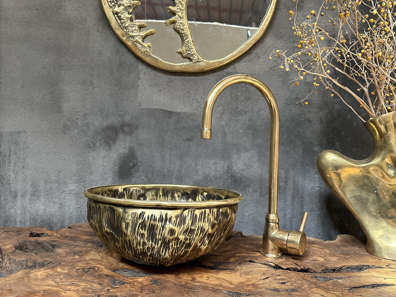 Handcrafted Bronze Vessel Sink – Antique Patina Round Basin