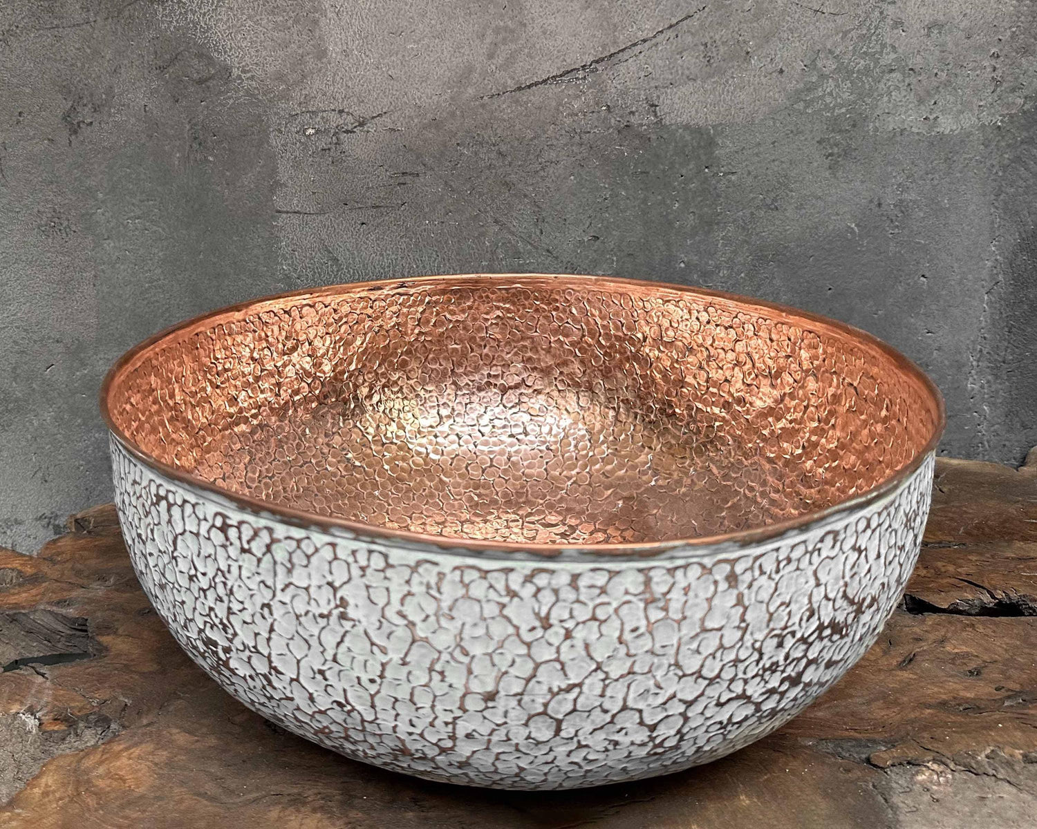 White Hammered Copper Sink – Unique Vessel Basin