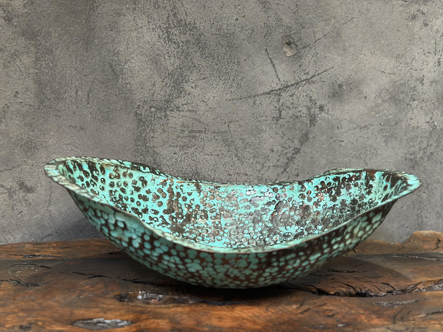 Antique Verdigris Basin – Oval Hammered Vanity Sink