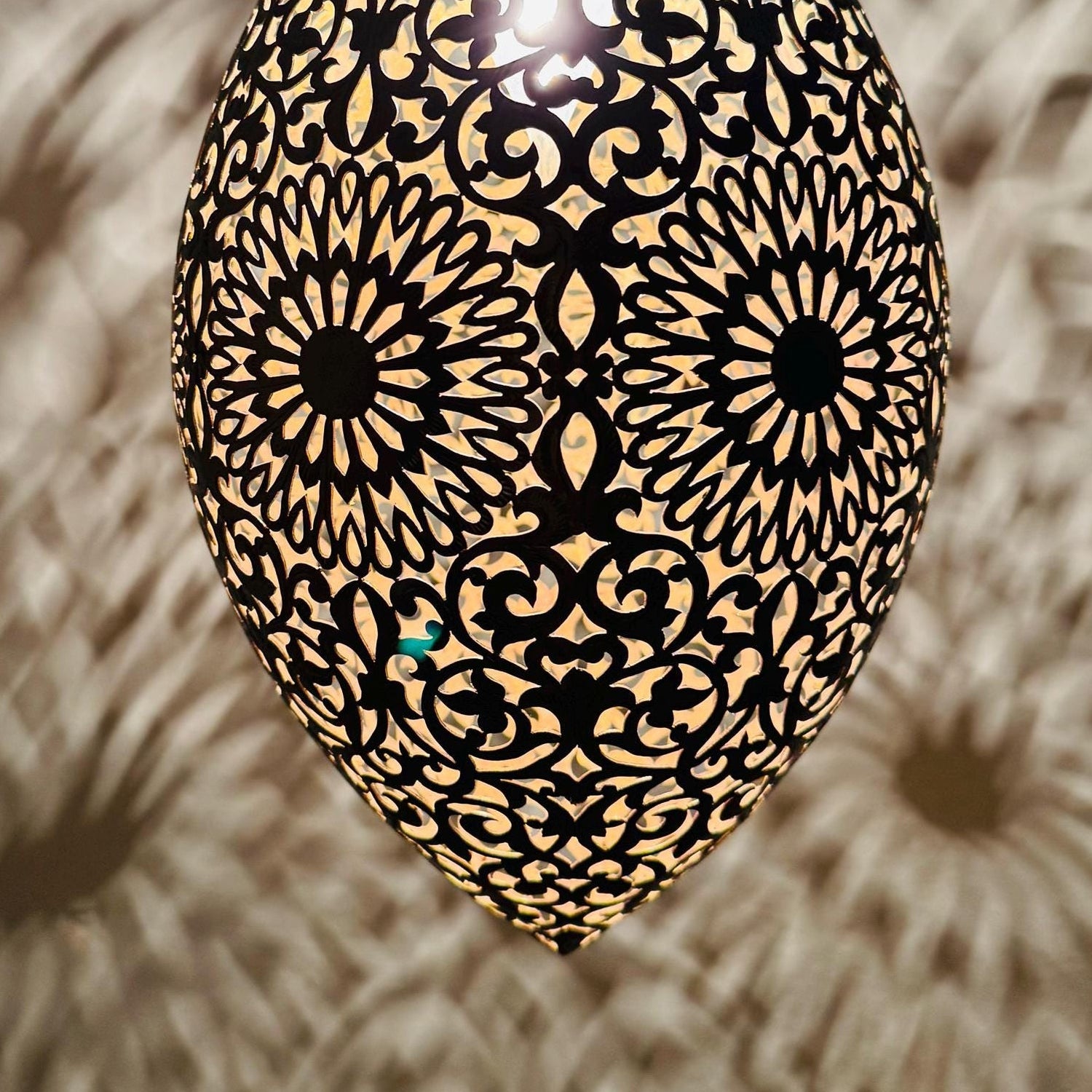 Handmade Brass Pendant Lamp – Ornate Metal Hanging Light Fixture