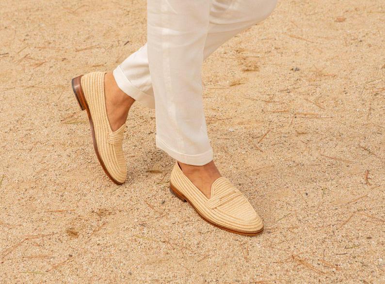Classic Raffia Penny Loafers – Minimal Natural Style