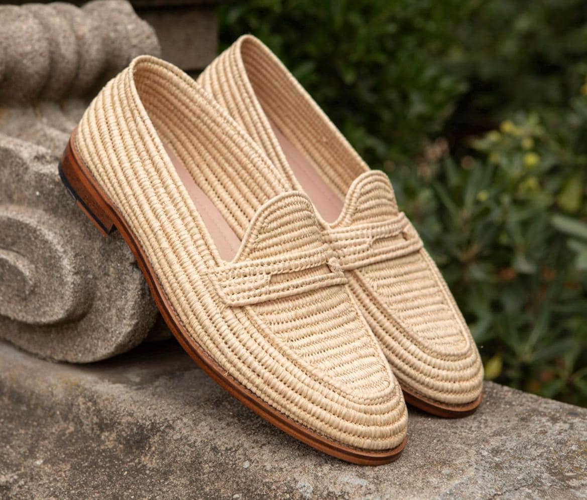 Classic Raffia Penny Loafers – Minimal Natural Style