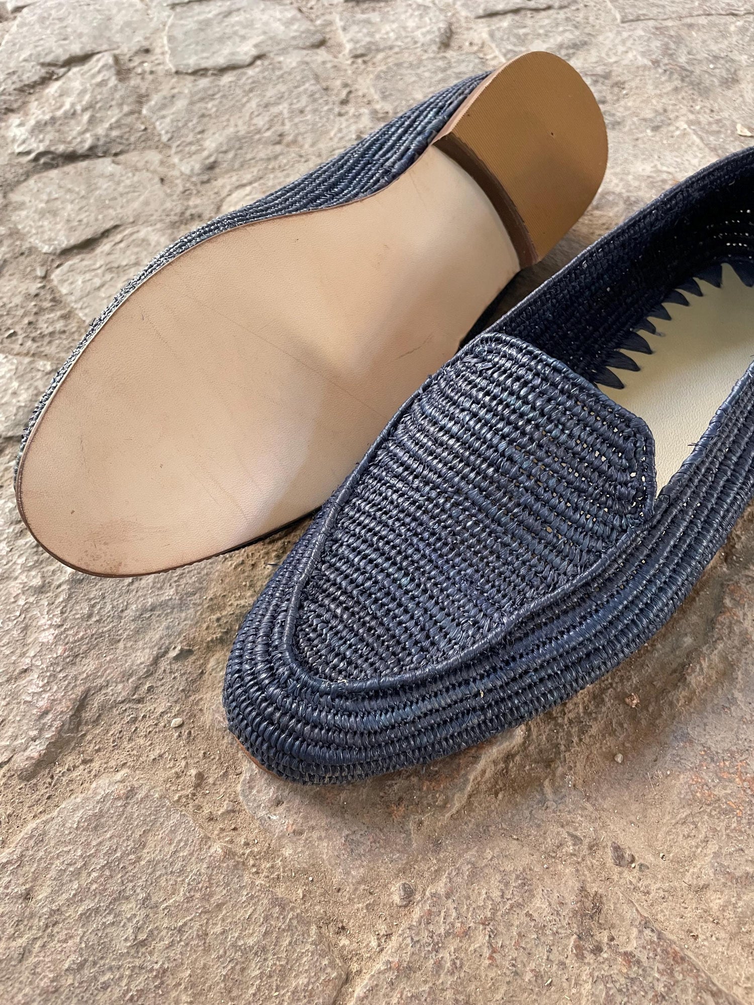 Handwoven Raffia Loafers – Lightweight Slip-On Shoes