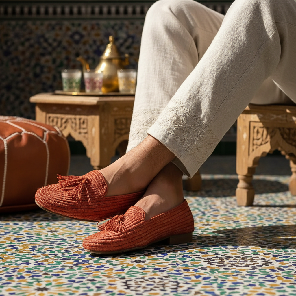 Raffia Loafers for Men – Handmade Summer Slip On Shoes